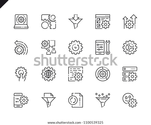 Simple Set Data Processing Line Icons Stock Vector Royalty Free 1100539325 Shutterstock