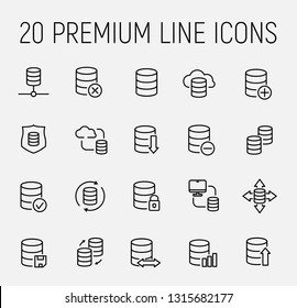 Simple set of database related outline icons. Elements for mobile concept and web apps. Thin line vector icons for website design and development, app development. Premium pack