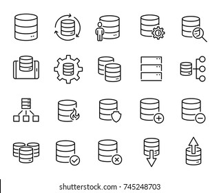 Simple set of database related outline icons. Elements for mobile concept and web apps. Thin line vector icons for website design and development, app development. Premium pack.