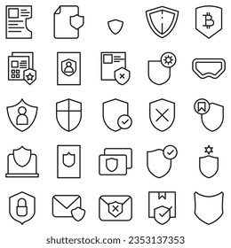Simple Set of Defense Related Line Vector Icons. Contains Icons such as Computer Security, Umbrella, Shield and more