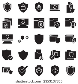 Simple Set of Defense Related Line Vector Icons. Contains Icons such as Computer Security, Umbrella, Shield and more
