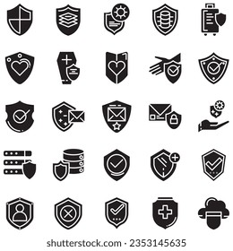 Simple Set of Defense Related Line Vector Icons. Contains Icons such as Computer Security, Umbrella, Shield and more
