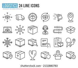 Simple Set of Delivery Related Vector Line Icons. Collection of simple linear web icons such as Shipping By Sea Air