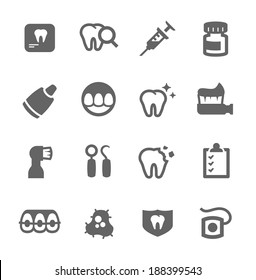 Simple set of dental related vector icons for your design