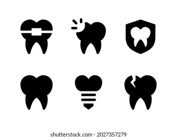 Simple Set of Dental Related Vector Solid Icons. Contains Icons as Braces, Teeth, Implant, Decay and more.