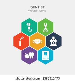 simple set of dental x ray, dentist apple, dentist bottle with liquid, dentist mask icons, contains such as icons mirror, scissors, dentists drill tool and more. 64x64 pixel perfect. infographics
