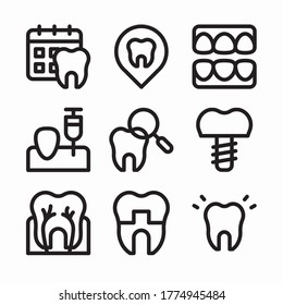 Simple Set Dentist Vector line Icons