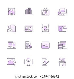 Simple Set of Design and Development Color Vector Line Icons . Thin Line and Pixel Perfect Icons
