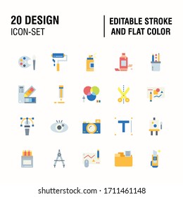 Simple Set of Design Related Vector Flat Icons