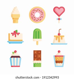 Simple Set Dessert and Candies Vector Color Icons