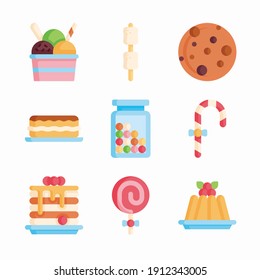 Simple Set Dessert and Candies Vector Color Icons