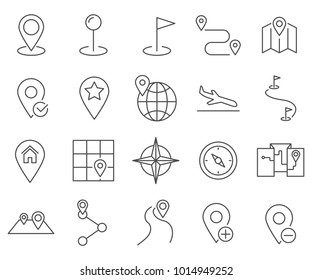 Simple Set of Destination Related Vector Line Icons. Contains such Icons as direction, location, navigation, path, map, orientation and more. 