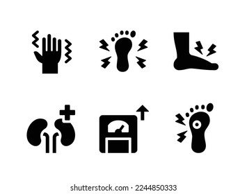 Simple Set of Diabetes Related Vector Solid Icons. Contains Icons as Tremor, Tingling, Ulcer and more.