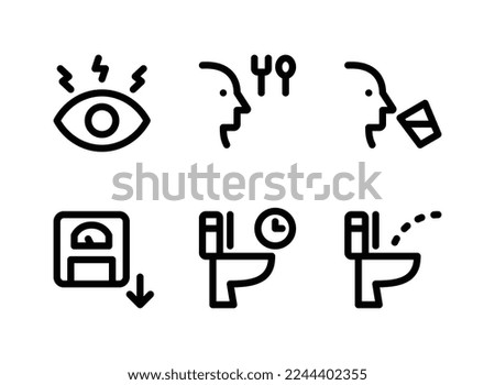Simple Set of Diabetes Related Vector Line Icons. Contains Icons as Blurry Vision, Starving, Thirsty and more.
