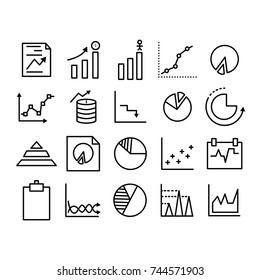 Simple set of diagram and graphs related vector icons ,symbol , mobile app , chart , business , work 