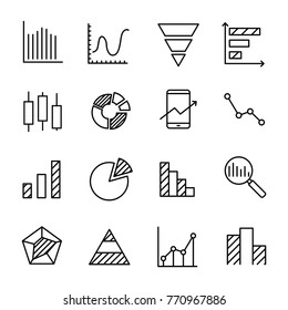 Simple set of diagram related outline icons. Elements for mobile concept and web apps. Thin line vector icons for website design and development, app development. Premium pack.