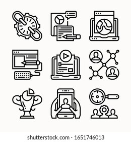 simple set Digital Marketing Line icons Pack vector