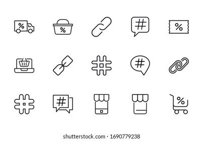 Einfache Sammlung von digitalem Marketing moderne dünne Linie Symbole. Trendloses Design. Paket mit Strichsymbolen. Vektorillustration einzeln auf weißem Hintergrund. Symbole in Premium-Qualität.