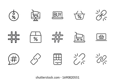 Simple conjunto de íconos modernos de línea delgada de marketing digital. Diseño moderno. Paquete de iconos de trazo. Ilustración vectorial aislada en un fondo blanco. Símbolos de calidad superior.