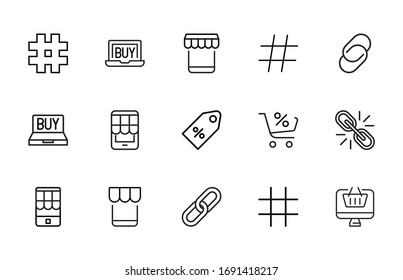 Simple set of digital marketing modern thin line icons. Trendy design. Pack of stroke icons. Vector illustration isolated on a white background. Premium quality symbols.