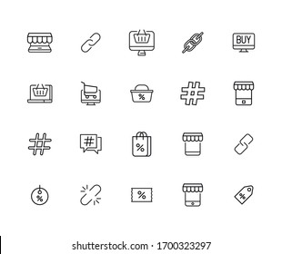 Simple set of digital marketing modern thin line icons. Trendy design. Pack of stroke icons. Vector illustration isolated on a white background. Premium quality symbols.
