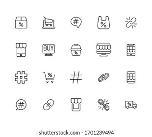 Simple conjunto de íconos modernos de línea delgada de marketing digital. Diseño moderno. Paquete de iconos de trazo. Ilustración vectorial aislada en un fondo blanco. Símbolos de calidad superior.