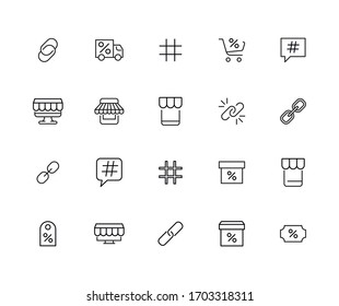 Simple set of digital marketing modern thin line icons. Trendy design. Pack of stroke icons. Vector illustration isolated on a white background. Premium quality symbols.