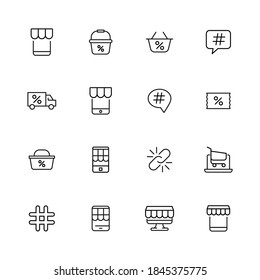 Simple conjunto de marketing digital modernos iconos de línea delgada. Diseño de moda. Paquete de iconos de trazo. Ilustración vectorial aislada en un fondo blanco. Símbolos de calidad premium.