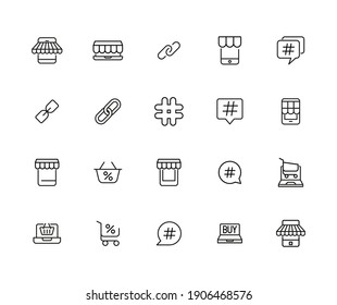 Simple set of digital marketing modern thin line icons. Trendy design. Pack of stroke icons. Vector illustration isolated on a white background. Premium quality symbols.