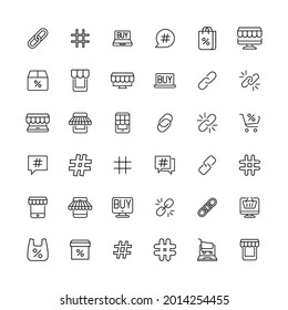 Simple conjunto de marketing digital modernos iconos de línea delgada. Diseño de moda. Paquete de iconos de trazo. Ilustración vectorial aislada en un fondo blanco. Símbolos de calidad premium.