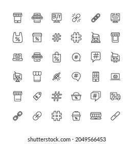 Simple conjunto de marketing digital modernos iconos de línea delgada. Diseño de moda. Paquete de iconos de trazo. Ilustración vectorial aislada en un fondo blanco. Símbolos de calidad premium.