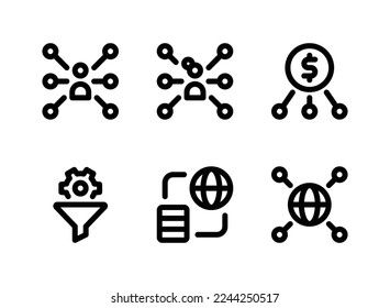 Simple Set of Digital Marketing Related Vector Line Icons. Contains Icons as Affiliate Marketing, Filter Settings, Big Data and more.