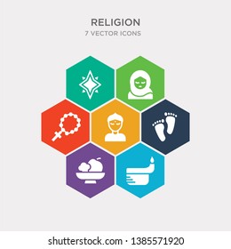 simple set of dipa, diet, feet, bindi icons, contains such as icons rosary, islam, holy star and more. 64x64 pixel perfect. infographics vector