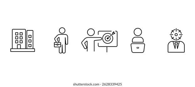 Simple set of Direction icons in line style, Icon set of Bussiness. Line icon of mentoring Containing Office, employement, Applicant, worker and headhunter.  Editable stroke