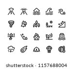 Simple Set of Disaster Related Vector Line Icons. Contains such Icons as volcano, eruption, flood, wave, tsunami and More. pixel perfect vector icons based on 32px grid editable strokes. 