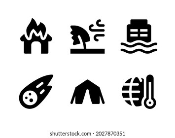 Simple Set of Disaster Related Vector Solid Icons. Contains Icons as House, Windy, Flood, Meteor and more.