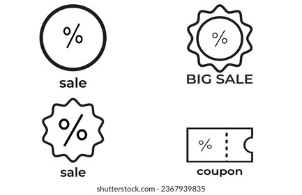 Simple set of discount related vector line Icons, Editable stroke