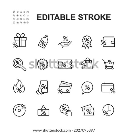 Simple Set of Discount Related Vector Line Icons.
