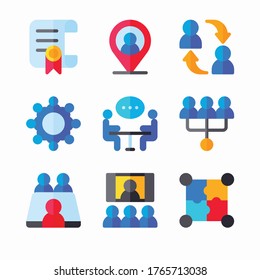Simple Set Discussion Vector Color Icons. Color with Editable stroke