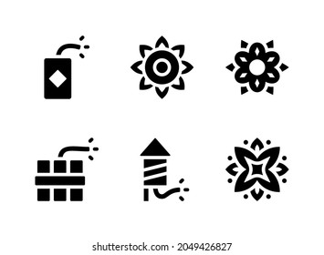 Einfache Set von Diwali verwandten Vektorsoliden Symbolen. Enthält Icons wie Firecracker, Fireworks und mehr.