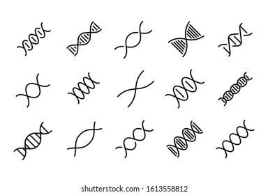 Simple set of DNA modern thin line icons. Trendy design. Pack of stroke icons. Vector illustration isolated on a white background. Premium quality symbols.