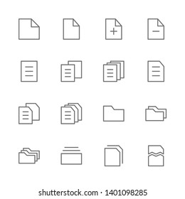 Simple Set of Document Files Related Vector Thin outline Icons. Contains such as tab, layers, new, add, order, floders, copy, delete, duplicate, paper, note, text, blank and more. illustration.