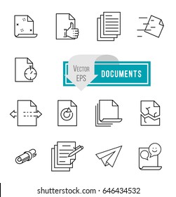 Simple Set of Document Flow Management Vector Line Icons. Contains such Icons as Bureaucracy, Batch Processing, Accept, Decline Document and more.