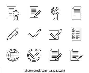 Simple set of document line icon vector, icons as document, cecklist, vote, pen, award, form and more, vector eps10.