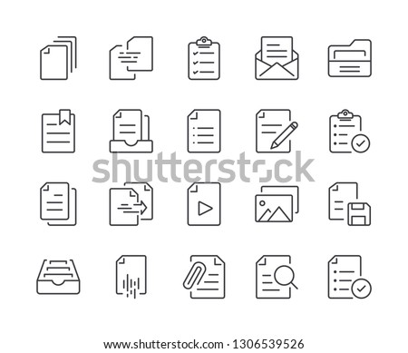 Simple Set of Document Line Icon. Editable Stroke