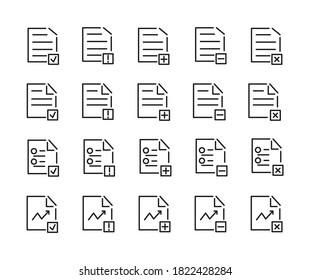 Simple Set Of Document Related Outline Icons. Elements For Mobile Concept And Web Apps. Thin Line Vector Icons For Website Design And Development, App Development. Premium Pack.