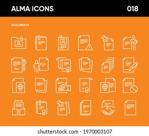 Simple Set of Documents and Files Related Vector Line Icons. Contains such Icons as Agreement, Archive, License, Contract, Clipboard, Signature and more. 64x64 Pixel Perfect.