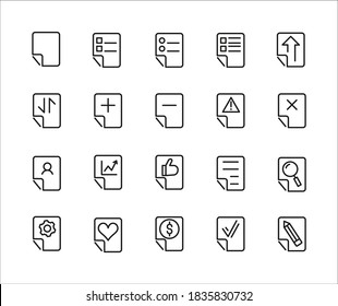 Conjunto Simple De Documentos Relacionados Con Iconos De Esquema. Elementos Para Concepto Móvil Y Aplicaciones Web. Iconos De Vector De Línea Delgada Para Diseño Y Desarrollo De Sitios Web, Desarrollo De Aplicaciones. Paquete Premium.