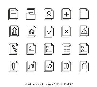 Conjunto Simple De Documentos Relacionados Con Iconos De Esquema. Elementos Para Concepto Móvil Y Aplicaciones Web. Iconos De Vector De Línea Delgada Para Diseño Y Desarrollo De Sitios Web, Desarrollo De Aplicaciones. Paquete Premium.