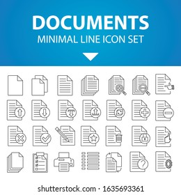 Simple Set of Documents Vector Line Icons. Paper icon, Document icon, Vector EPS10. Documents outline set of vector icons. icon of Copy, print document